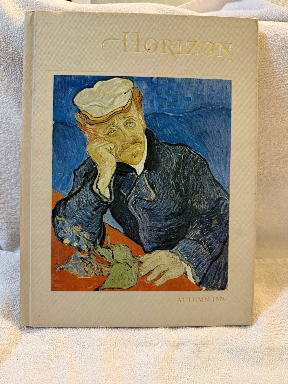 Horizon Autumn 1974 Mixed Media Art Cover - Blue and Cream